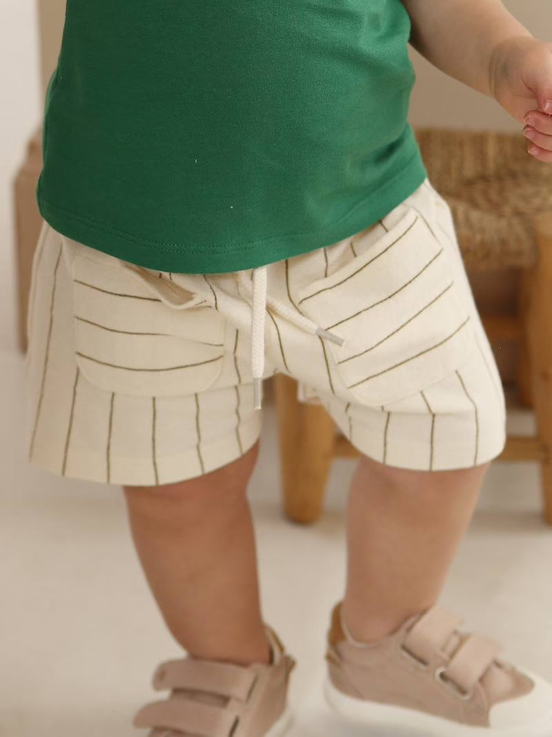 Beige shorts with drawstring baby boy