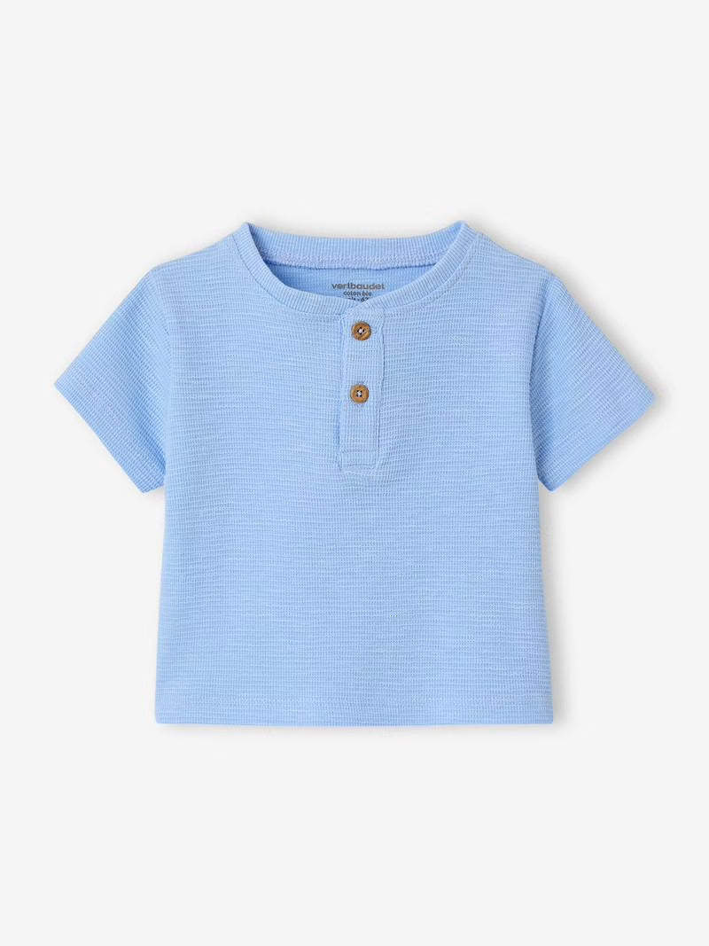 Light blue t-shirt with two buttons for baby boys