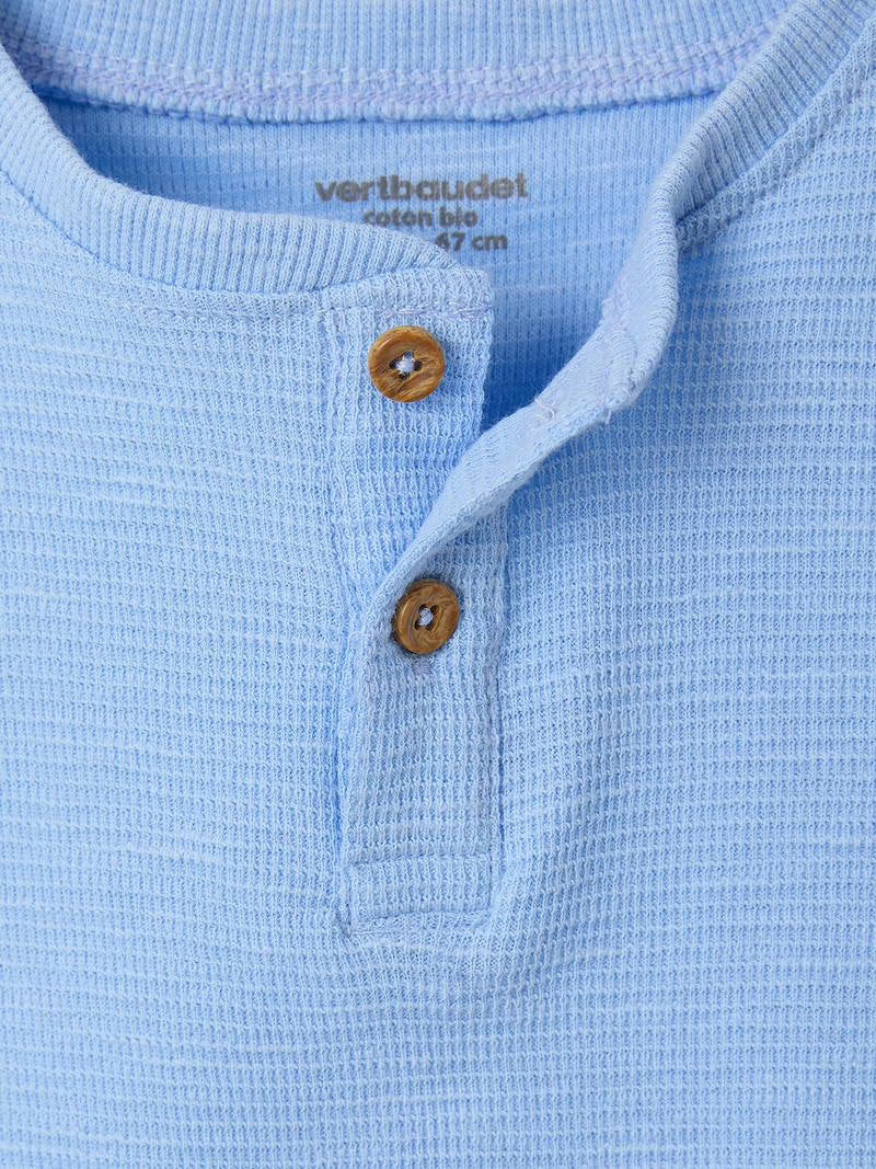 Light blue t-shirt with two buttons for baby boys