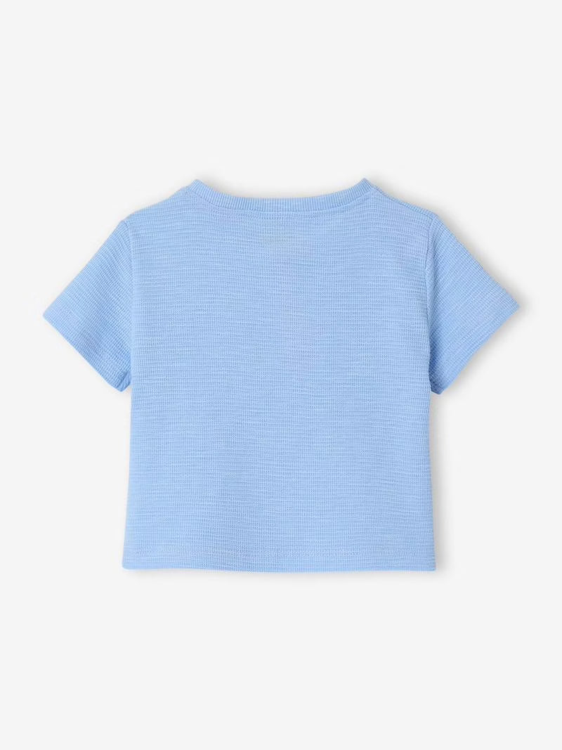 Light blue t-shirt with two buttons for baby boys